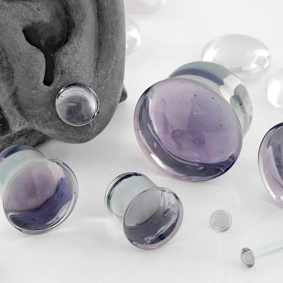 Single Flare Glass Colorfront Gauge Plug - 1.5ga / 6.5mm, Lavender - Picture 2 of 2